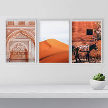 Europeu marrocos porta boho arte da parede pintura da lona deserto posters e donkey imprime fotos de parede para sala estar decoração casa 2024 - compre barato