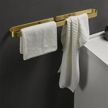 Space Aluminum Punch Towel Rack Brushed Gold Toilet Towel Holder Bathroom Storage Rack Single Towel Bar Bath Shelf Wall Hanging 2024 - buy cheap