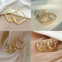 2021 Vintage Earrings for Women Geometric Statement Gold Color Metal Drop Earrings Trendy Earings Jewelry Accessories 2024 - buy cheap