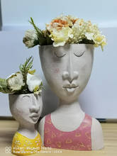 Lovely Family People Planter Resin Arts Portrait Head Vase Sculpture Human Face Handmade Garden Decoration Flower Pot Crafts 2024 - buy cheap