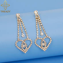 TREAZY Elegant Gold Color Rhinestone Crystal Drop Earrings for Women Hanging Heart Dangle Earrings Bride Wedding Jewelry Gift 2024 - buy cheap