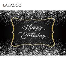 Laeacco Black Silver Dots Happy Birthday Party Customzied Banner Poster Baby Child Photozone Photo Background Photo Backdrops 2024 - buy cheap