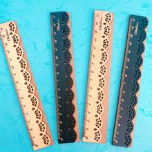 1pcs/lot 15cm Hollow Students Office School Stationery Lace Wooden Design Ruler Drawing Rulers For Kids 2024 - buy cheap