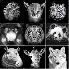 5D Diamond Painting Animals Black and White Full Square Round Diamond Embroidery Mosaic Cross Stitch Rhinestones Art Home Decor 2024 - compre barato