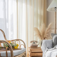 Cortinas de tule semi-apagão em chiffon branco/bege/cinza, gaze suave de proteção para sala de estar, quarto, varanda zh225 * vt 2024 - compre barato