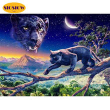 5d arte artesanal diy pintura de diamante animais selvagens inteiramente quadrado broca preta de leopardo bordado de diamante ponto cruz decoração de parede presentes 2024 - compre barato