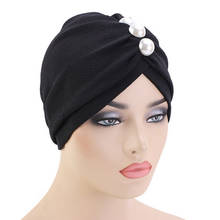 Muslim Women Elastic Turban Hat Hijab Islamic Jersey Beads Chemo Beanies Cap Ladies Hijab Stretch Head Wrap Head Scarf Headwear 2024 - buy cheap