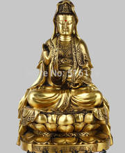 16" China Tibet Bronze Lotus Guanyin Kwan-yin Bodhisattva Sit Brass Statue 2024 - buy cheap
