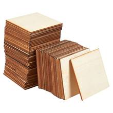 Unfinished Wood Pieces-60-Pack 3X3 Inch Wooden Squares Cutout Tiles,Natural Craft Wood for Home Decoration,DIY Supplies 2024 - buy cheap