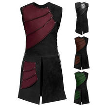 Medieval Retro Steampunk Renaissance Gothic sleeveless round neck side straps stitching samurai combat Cosplay Costume 2024 - buy cheap