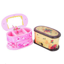 Espelho para maquiagem criativa, caixa de música para balé e menina, brinquedo giratório, caixa de armazenamento de joias, presentes de natal 2024 - compre barato