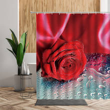 Занавеска для душа с красными цветами розы романтичная любовь Валентин женский Декор для ванной водонепроницаемые перегородки для ванной для девочек спальня 2024 - купить недорого