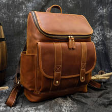 Luufan Men's Genuine Leather Travel Backpack Large Capacity Laptop Notebook Backpack Men Male Bagpack Vintage Daypack 2024 - buy cheap