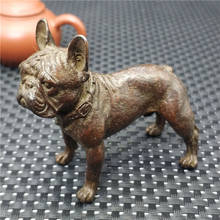 Chinese Brass Bronze Carved Animal Zodiac Lovely Dog Leather Dog Exquisite Small Statue Home Decoration Gift 2024 - buy cheap