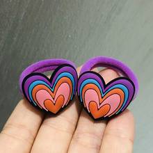 2Pcs Heart-shaped Bow-knot Hair Accessories Children Rubber Bands Scrunchies Elastic Hair Bands Girls Headband Decorations Ties 2024 - buy cheap