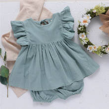 Vestido de verano de alta calidad para niña de 0 a 4 años, ropa Floral de algodón liso drapeado, fruncido, novedad de 2021 2024 - compra barato