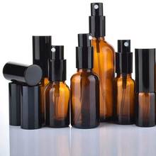 Frasco de vidro âmbar portátil, frasco mini spray de óleo essencial recarregável para viagem, 5-100ml, com 10 peças 2024 - compre barato