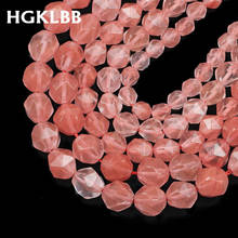 HGKLBB-espaciadores de cereza de cuarzo facetado, cuentas sueltas para la fabricación de joyas, pulsera DIY, hebra de 6/8/10MM15" 2024 - compra barato