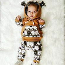 PUDCOCO Newborn Baby Boy Girl 2PCS Autumn Clothes Bear Printed Hooded Top Pants Outfits Support wholesale 2024 - buy cheap