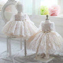 Champagne Girl Dress Baptismal Dress For Infant Lace Elegant Flower Girls Wedding Dresses Tutu Princess Party Flower Girl Dress 2024 - buy cheap