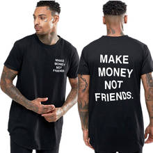 Camiseta masculina hip hop, camiseta engraçada com estampa de money não friends 2024 - compre barato