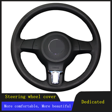 Car Steering Wheel Cover Braid Wearable Genuine Leather For Volkswagen Golf 6 Mk6 VW Polo MK5 2010 2011 2012 2013 2024 - buy cheap