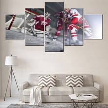 Home Decor Living Room Or Bedroom Canvas Modular Pictures 5 Panel Hockey Player Playing Wall Painting Modern HD Printed Artwork 2024 - buy cheap