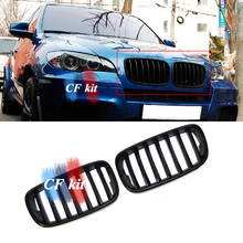 CF Kit Racing Grills Front Kidney Glossy Black + M-color Single Slat Grill For BMW E70 E71 X5 X6 X5M X6M Car Styling 2024 - buy cheap