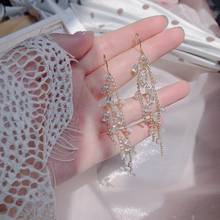 Fashion Long Style Zircon Chain Tassel Earring for Women Bling Crystal Zirconia Gorgeous Drop Earring Wedding Jewelry Gift 2024 - buy cheap