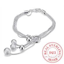 Hot Sale 925 Sterling Silver Fine Jewelry Fashion Five Line Frosted Bead Bracelet Bangle Pulseiras De Prata for Women Gift 2024 - buy cheap