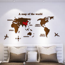 3D World Map Acrylic Decals Adhesive Wall Stickers Mural Home Decor kids Boy Bedroom Nursery Birthday Christmas Gift 2024 - buy cheap