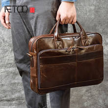 Aetoo bolsa de couro masculina, bolsa de mão, estilo executivo, bolsa de ombro em couro 2024 - compre barato