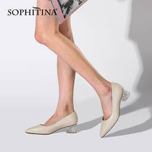 SOPHITINA Women Pumps Concise Weave Texture Sheepskin Leather Shoes Transparent Heel Plus Size 36-43 Leisure Female Shoes C992 2024 - buy cheap