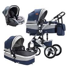 Carrinho de bebê 4 em 1, carrinho de bebê conforto, dobrável, com bolsa para dormir, absorve choque, passeio de criança 2024 - compre barato