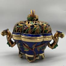 Китайская коллекция древней бронзы, латунное украшение для дома, горелка для благовоний в виде дракона и тигра, металлические поделки 2024 - купить недорого
