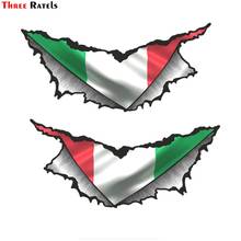Three Ratels-pegatina Triangular rasgada de Metal para motocicleta, calcomanía de vinilo con motivo de la bandera italiana, FTC-1123, # par grande 2024 - compra barato