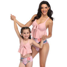 Swimwear Women two piece swimsuit girls kids bathing suit children bikinis high waist biquini feminino tankini family beachwear 2024 - buy cheap