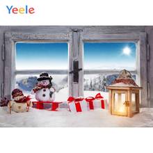 Рождественский фон окно зимний снеговик подарок детский портрет Виниловый фон для фотосъемки фотостудия Фотофон 2022 - купить недорого