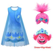 Trolls 2 Costume For Girl Dress Summer Halloween Kid Poppy Lace Princess Party Frock Child Up Disguise Cosplay Tunic Cloth Wig 8 2024 - buy cheap