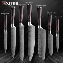 XITUO Kitchen Chef Knife Stainless Steel Damascus Pattern Cut Fruit Vegetable Cleaver Bread Cooking Tools Colored Wood Handle 2024 - buy cheap