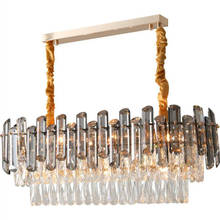 Luxury modern dining room chandelier rectangle golden crystal lamps large kitchen island LED Cristal lighting fixtures 2024 - compre barato