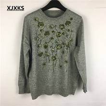 XJXKS New Fashion Women Sweater Emboridery Women Wool-blends Knitwear Jumper Knitted Sweater Women Sweaters And Pullovers 2024 - buy cheap