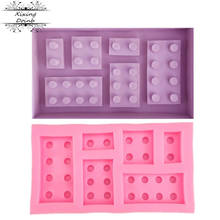 Molde de gelatina de silicone em forma de bloco de brinquedo, ferramentas de decoração de bolo, molde fofo para chocolate e doces 2024 - compre barato