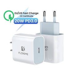 FLOVEME 20W PD Quick Charge For iPhone 12 Mini Pro Max 11 Type C Fast Charger for Xiaomi Samsung UK EU Plug Travel Phone Charger 2024 - buy cheap