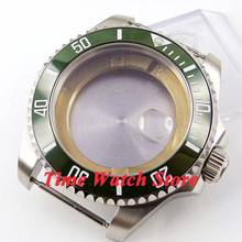 Capa de relógio de aço inoxidável, moldura de cerâmica verde de vidro de safira 43mm para relógio fit eta 2836 miyota 8215 2d movimento 48 2024 - compre barato