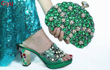 Doershow-zapatos de boda africanos y bolso para mujer, conjunto de zapatos italianos verdes con bolsos a juego, fiesta nigeriana, gran oferta, HAC1-3 2024 - compra barato