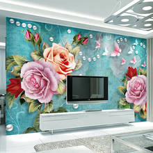 European Style Hand-painted Flower Wallpaper 3D Stereo Butterfly Abstract Art Murals Living Room TV Sofa Bedroom PVC 3D Stickers 2024 - buy cheap