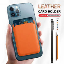 Capa de couro magnética para iphone, capa da moda de luxo em couro para cartões iphone 12 mini pro max com espaço para cartões 2024 - compre barato
