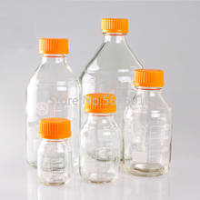 Garrafa de reagente de vidro, capacidade 100/250/500/1000/2000ml, frasco de vidro transparente com tampa de parafuso amarelo, material de vidro para laboratório médico 2024 - compre barato