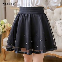 NEEDBO Tulle Skirts Women Mini Skirt Sexy Lace Print High Waist Jupe Femme A-Line Sexy Short Black Tulle Tutu Skirt for Women 2024 - buy cheap